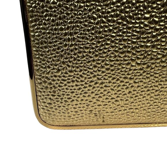 Henri Bendel The Party Starter Gold Clutch Shoulder Box Purse Removable Strap - Picture 10 of 16